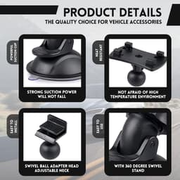 SnelShoppen - Car Suction Cup voor Dashcam Houder, VCR op Voorruit en Dashboard Bevestiging met 6 Soorten Hengen, Sterke Hechting en Gemakkelijke Inst — thumbnail 2