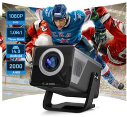 NordHaus Full HD Beamer - Smart Projector met Android 14 - Thuisbioscoop Beamer - 2000 ANSI Helderheid - Wifi 6 en Bluetooth 5.4 — thumbnail 1