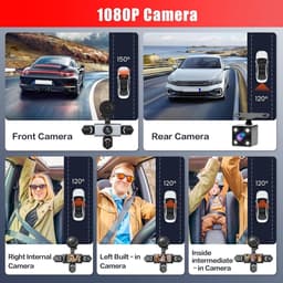 Dashcam voor auto - Zwart - 3,16 inch IPS-display - 5 Camera's met Nachtzicht en 64 GB SD-kaart - Voor Particuliere Chauffeurs — thumbnail 2
