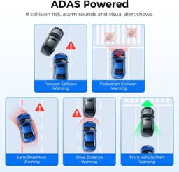 Dashcam voor auto - Zwart - 3,19 inch IPS-scherm - 4K + 2,5K Dual Camera met GPS en WiFi - Voorzien van Nachtzicht en Parkeermodus — thumbnail 4