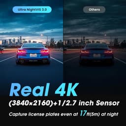 Dashcam voor auto - Zwart - 3 inch IPS Display - 4K Front en 1080P Achter Camera met GPS en Nachtzicht - Voor Personenauto's — thumbnail 2