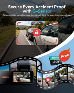Dashcam voor auto - Zwart - G980H met 64 GB-kaart - Dubbele 4K Camera met GPS en WiFi - Voor Veilig Rijden — thumbnail 4