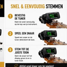 Lintage Guitars GT-01 Stemapparaat – Gitaar Stemmer Tuner – Chromatisch – Clip-On – Gitaar, Basgitaar, Viool & Ukulele – Inclusief Batterij & Plectrum — thumbnail 3
