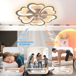 Plafondventilator met Lamp - Verlichte Ventilator - Kamers Koelen Verlichten - Stille Motor APP Bediening - 68 cm Diameter - Wit — thumbnail 1