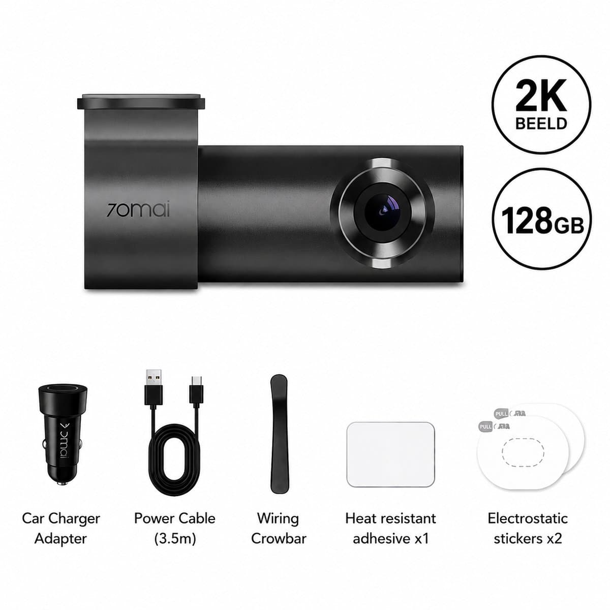 ByRoos Gadget - Dashcam - Auto Videorecorder - 128GB - 2K - HK UP03 - 24 Uur Parkeerbewaking - Groothoeklens - Nachtzicht - Incl. App - Zwart — afbeelding 1