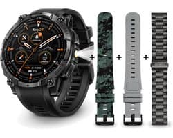 Evy24 GPS Smartwatch Amoled Pro - Sporthorloge Heren & Dames - Zelfstandige GPS/GNSS - Waterdicht - Belfunctie - Zaklamp - Kompas - Hoogtemeter - Barometer - 100+ Sportmodi - Outdoor - Zwart
