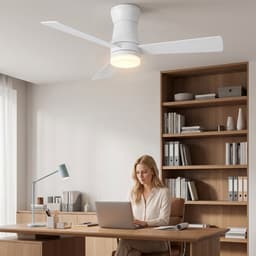 2-in-1 Plafondventilator, LED-Verlichting, 3 Instelbare Kleuren, 6 Snelheden, 3 Bladen, Sfstandsbediening, Timerfunctie, Geschikt voor Zowel Winter als Zomer, Ideaal Woonkamer (Wit, 107 cm) — thumbnail 2
