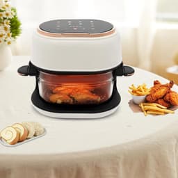 Airfryer - Heteluchtfriteuse - Gezond Frituren - Borosilicaat Glazen Mand - 4 Liter - Wit — thumbnail 4