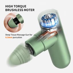 SnelShoppen - FITMIND Mini Massagepistool 11cm - Draagbare Spiermassage Gun - Lichtgewicht Massageapparaat met 4 Massagekoppen - Verlicht Spierpijn - — thumbnail 2