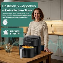 Heteluchtfriteuse - Airfryer Frituurpan - Gezond Frituren - 8 Programma's - 45 Liter - Mat Zwart — thumbnail 2