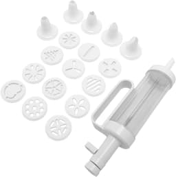 Koekjespers Set - Bakvorm Gereedschap - Koekjes Decoreren - Veelzijdige Mondstukken - 27 cm - Wit — thumbnail 1