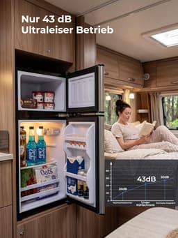 Koelkast met vriesvak - Kleine koelkast Minibar - Koele dranken bewaren - Dubbele deur indeling - 76 Liter - Zilver — thumbnail 4