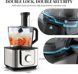 SnelShoppen - Multifunctionele Keukenmachine 1100 W met 3 Snelheden, Pulsfunctie, 3,2L Hakmolen, 1,5L Mixer, Kneedmachine, Citruspers, Rasp en Omkeerb — thumbnail 1