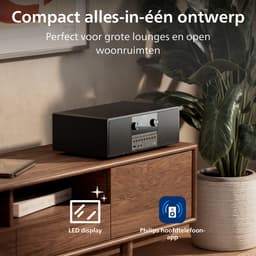 PHILIPS TAM6500 Watt micromuzieksysteem, Bluetooth 6.0, Auracast, DAB+/FM-radio, CD/USB/audio-ingang, Bassreflex-luidsprekers, kleurenscherm, afstandsbediening, gerecycled plastic – Zwart — thumbnail 4