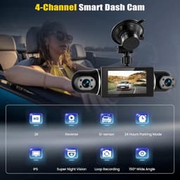Thijox - 2K Dashcam Auto Achter 4 Kanalen 360 Graden met APP, Nachtzicht IR, Loopopname, G-Sensor, Parkeerhulp en 24-uurs Parkeermodus — thumbnail 5