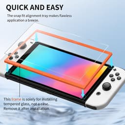 Sounix Screenprotector voor Nintendo Switch 1 - 3 Stuks Gehard Glas - Tempered Glass met Montageframe - Krasbestendige Schermbeschermer — thumbnail 2