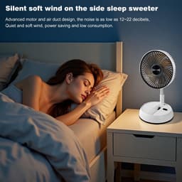 Draagbare oscillerende staande ventilator 8 inch - opvouwbaar met 7200mAh oplaadbare USB batterij, hoogteverstelbaar, 4 snelheden, stil met afstandsbediening voor thuis, kantoor, kamperen en reizenc — thumbnail 5