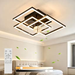 NETTLIFE LED Plafondventilator met Verlichting - Stil - Met Afstandsbediening - 3000K-6500K Dimbaar - 6 Standen - Modern - Zwart - Timer - Voor Woonkamer & Keuken — thumbnail 1