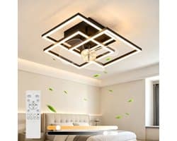 NETTLIFE LED Plafondventilator met Verlichting - Stil - Met Afstandsbediening - 3000K-6500K Dimbaar - 6 Standen - Modern - Zwart - Timer - Voor Woonkamer & Keuken