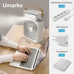 Umarko Mini Airco - Draagbare 3-in-1 Luchtkoeler met Bevochtiger & 7 Kleuren LED Lamp - Slaapkamer & Kantoor — thumbnail 4