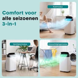 Mobiele airco 7000 BTU – Met WiFi en app – Ontvochtiger – Ventilator – Met raamkit — thumbnail 5
