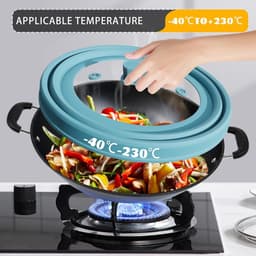 Magnetron Splatter Cover - Magnetron Deksel - Magnetron Schoon Houden - Geventileerd Inklapbaar Ontwerp - 23 cm Diameter - Blauw — thumbnail 5