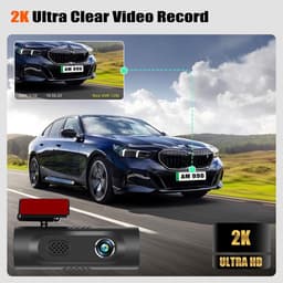 2K WiFi dashcam, Dashcam voorzijde en interieur, Inclusief 64 GB SD-kaart, App-bediening, Parkeerbewaking, G-sensor en loopopname — thumbnail 2