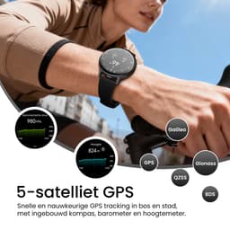 Maoo Ventura 2 - GPS Smartwatch Dames - AMOLED - Siliconen, Leren en Sportbandje - Stappenteller - Hartslagmeter - Slaapmonitor - Belfunctie - AOD - Multisport - Geschikt voor Android en iOS - Zwart — thumbnail 4