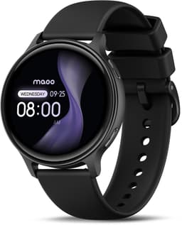 Maoo Ventura 2 - GPS Smartwatch Dames - AMOLED - Siliconen, Leren en Sportbandje - Stappenteller - Hartslagmeter - Slaapmonitor - Belfunctie - AOD - Multisport - Geschikt voor Android en iOS - Zwart — thumbnail 1