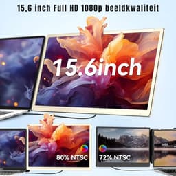 KAD® Portable Monitor - Full HD Portable Display voor MacBook & Windows - Draagbare Monitor voor Thuiswerk & Reizen - Zwart - 4cm x 20cm x 13cm — thumbnail 2