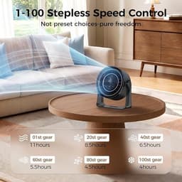 MERTTURM Oplaadbare USB Bureauventilator, Kleine Draagbare Stille Tafelventilator met 100 Snelheden, 360° Rotatie, Wandmontage, LED-display voor Slaapkamer, Thuis, Kantoor, Reizen (Zwart) — thumbnail 4