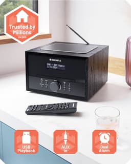 Oakcastle DAB400 Muziek Systeem - DAB & FM Radio - USB- & AUX - Wekker - Afstandsbediening - Zwart — thumbnail 4