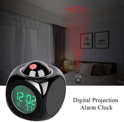 Wekker - Digitale Wekker - alarmklok - wekker met projectie - wekker met licht - digitale wekker slaapkamer - Met spraakuitzending - Snooze Functie - Digitale Spraakmelding Wekker - LED Projector Klok - Digitale Wekker met Projectie - zwart — thumbnail 2