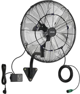 VEVOR 95W Industriële Wandventilator 56 cm, 7 m/s Oscillerende Wandventilator met Afstandsbediening, Vernevelingsfunctie & 18-uurs Timer, Commerciële Industriële Ventilator IP44 Waterdicht voor Werkplaats, Garage, Magazijn, Zwart — thumbnail 1