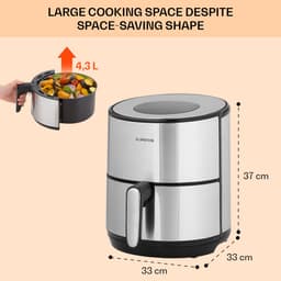 Klarstein Heteluchtfriteuse, Air Fryer om te Frituren, Friteuse met Touch-Bedieningspaneel, Timer, Instelbare Temperatuur & 8 Programma’s, Airfryer voor Luchtfrituren, Heteluchtfriteuse zonder Olie, 1500 W, 4,3L — thumbnail 3