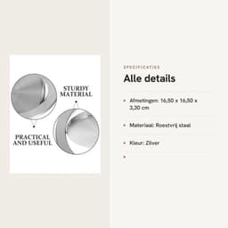 Klapdeksel Inbouwdesign - Afvalemmer - Roestvrij Staal - Compact - Geschikt voor Thuis/Kantoor - Afmetingen 16,5 x 16,5 x 3,3 cm - Afvalbakdeksel — thumbnail 3