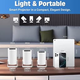 SnelShoppen - Portable Mini Projector Android 11, 4K & 1080p Full HD, WiFi 6, Bluetooth 5.2, Car Keystone, 180° Rotatie, 160 ANSI Lumens, Tot 200" Bee — thumbnail 5