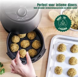 QORA® Mini airfryer - Airfryer - Airfryer klein - Zwart - 22cm x 28cm x 27cm — thumbnail 4