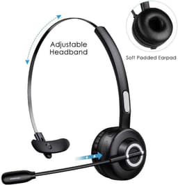Draadloze Headset - Koptelefoon - Bluetooth 5.0 - 17 Uur Batterij - Dubbele Apparaatverbinding - Zwart — thumbnail 5