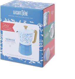 La Cafetière Venice Percolator 6 Kops - 290 ml - Blauw - Aluminium Espressomaker met Houtlook Handvat - Mokapot voor Gas, Elektrisch — thumbnail 4