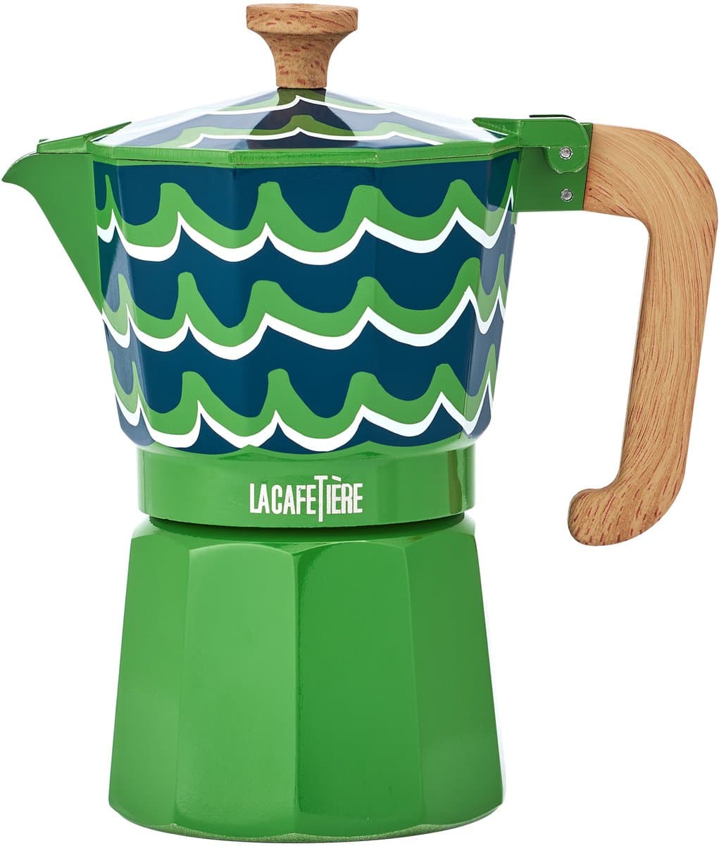 La Cafetière Venice Percolator 6 Kops - 290 ml - Groen - Aluminium Espressomaker met Houtlook Handvat - Mokapot voor Gas, Elektrisch — afbeelding 1