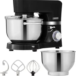 AREBOS Keukenmachine - 1500W - Keukenrobot - 5,5L&4,5L - Keukenmixer - Foodprocessor - Roestvrij Stalen Mengkom - 6 Snelheden - Zwart — thumbnail 1