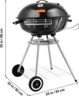 MS® - Barbecue op poten - Met wielen - BBQ grill - Houtskoolgrill met deksel - Met handgreep - Met thermometer - 63 x 82 x 88 cm — thumbnail 1