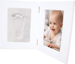 Happy Hands 130025 Klein dubbelframe handafdrukset voor een baby hand- of voetafdruk en een foto ter herinnering, wit, 500 g — thumbnail 2