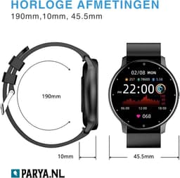 Parya Official Dark Black - Smartwatch - Smartwatch Heren - Smartwatch Dames - Stappenteller Horloge - Smartwatches - Bloeddrukmeter pols - Saturatiemeter - IOS & Android — thumbnail 3