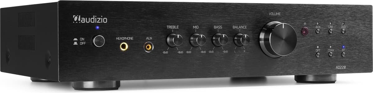 Stereo versterker - Audizio AD220B - hifi versterker met Bluetooth - Subwoofer aansluiting - Zwart — afbeelding 1