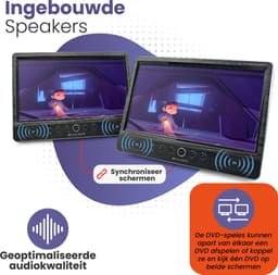 Caliber Draagbare DVD Speler - Dvd Speler Auto - 2 schermen - 9 Inch - Portable Dvd speler - Werken ook los van elkaar - Oplaadbaar - Inclusief hoofdsteun houders (MPD298) — thumbnail 4