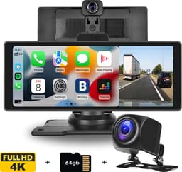 Boscer Smart FULL HD 4K Dashcam - 10.26 Inch Touchscreen - Apple Carplay & Android Auto (Draadloos) - FM Transmitter - Touchscreen - Bluetooth, SD, USB, Aux - Autoradio - AHD Achteruitrijcamera — thumbnail 1