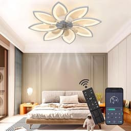 8 Bloem Ventilator Lamp - Moderne Plafondlamp Ventilator - 6 Standen - Wit - Dimbaar - Plafondventilator — thumbnail 1