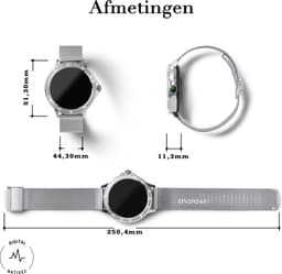 Digital Nativez dames smartwatch horloge zilverkleurig met echte zirkonia’s | incl. extra, makkelijk verstelbare, horlogeband | geschikt voor Iphone en Android | met o.a. NL menu| incl. luxe giftbox – kado — thumbnail 3